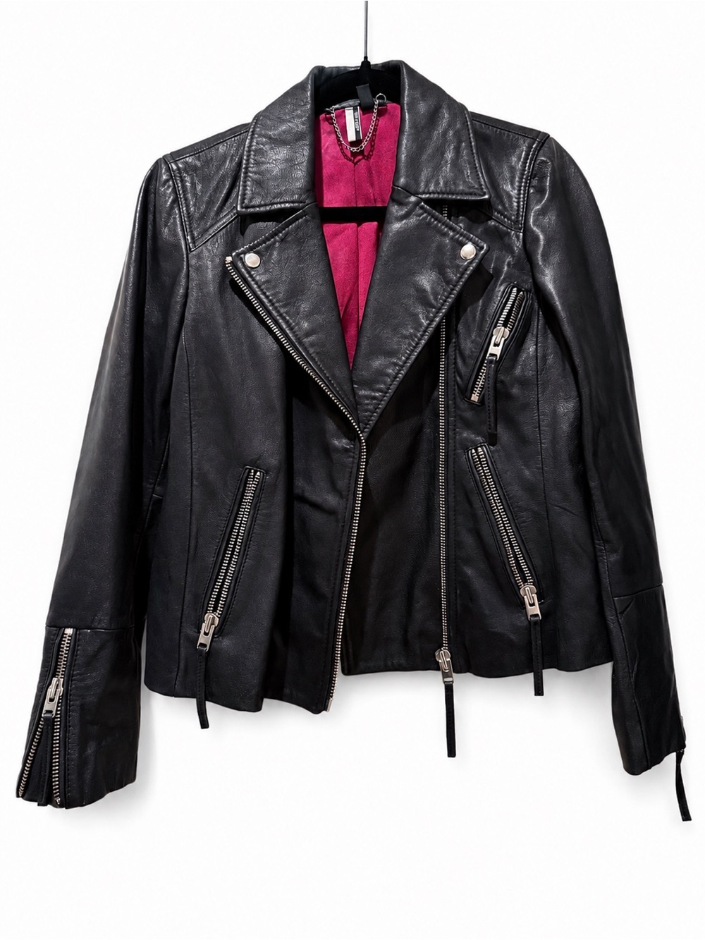 Topshop genuine black leather jacket
